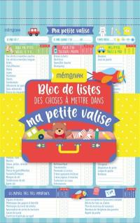 Bloc de listes des choses à mettre dans ma petite valise