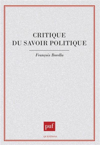 Critique du savoir politique