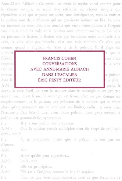 Conversations avec Anne-Marie Albiach dans l'escalier