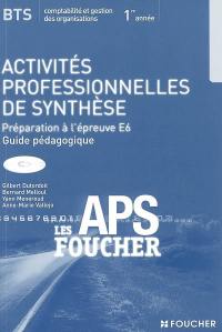 Activités professionnelles de synthèse, BTS comptabilité et gestion des organisations 1re année : préparation à l'épreuve E6 : guide pédagogique