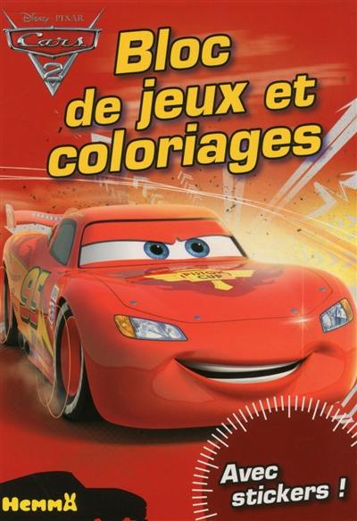 Cars 2, bloc de jeux et coloriages