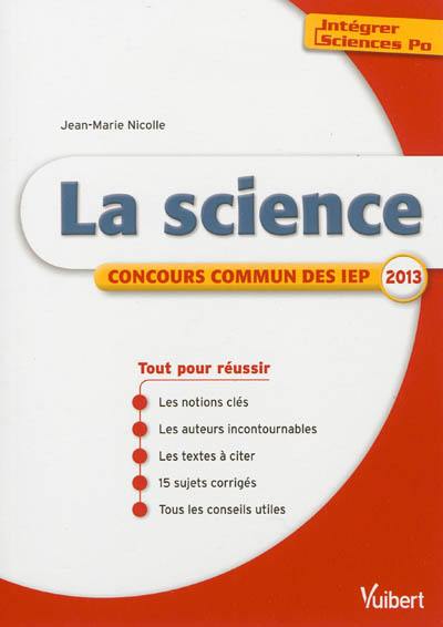 La science : concours commun des IEP 2013