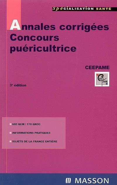 Annales corrigées, concours puéricultrice : QCM et QROC