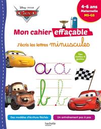 Cars : mon cahier effaçable, j'écris les lettres minuscules : 4-6 ans, maternelle, MS, GS