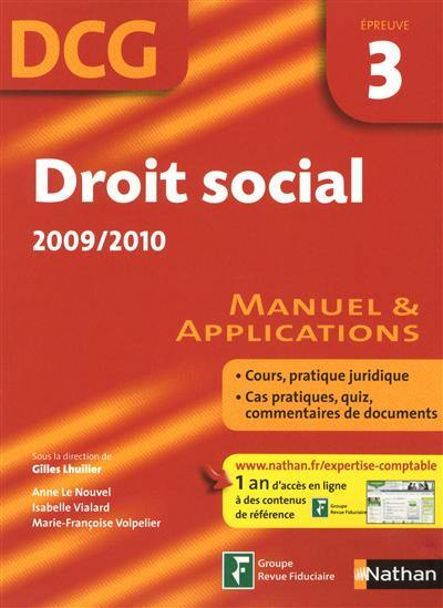 Droit social, DCG épreuve 3 : 2009-2010