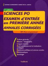 Sciences po, annales corrigées de l'examen de première année