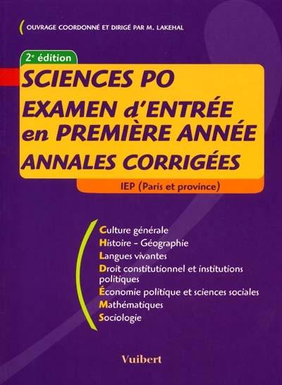 Sciences po, annales corrigées de l'examen de première année