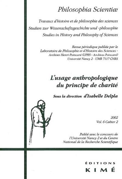 Philosophia scientiae, n° 6-2. L'usage anthropologique du principe de charité