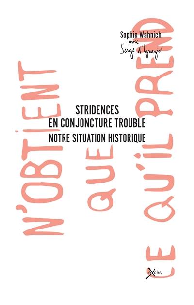 Stridences en conjoncture trouble : notre situation historique