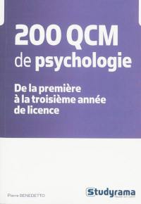 200 QCM de psychologie : de la première à la troisième année de licence