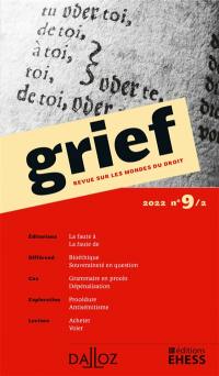 Grief : revue sur les mondes du droit, n° 9-2