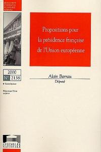 Propositions pour la présidence française de l'Union européenne