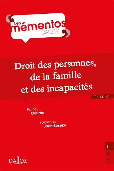 Droit des personnes, de la famille et des incapacités