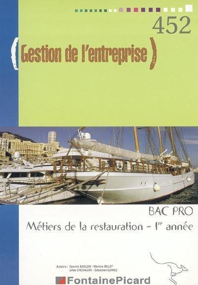 Gestion de l'entreprise, 1ère année bac pro métiers de la restauration