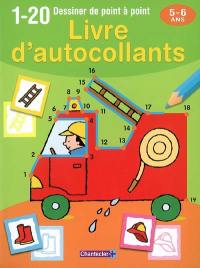 Livre d'autocollants, 1-20 dessiner de point à point : 5-6 ans