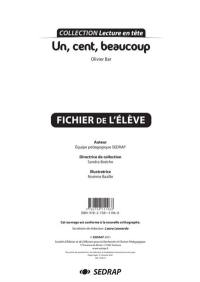 Un, cent, beaucoup, Olivier Bar : fichier de l'élève