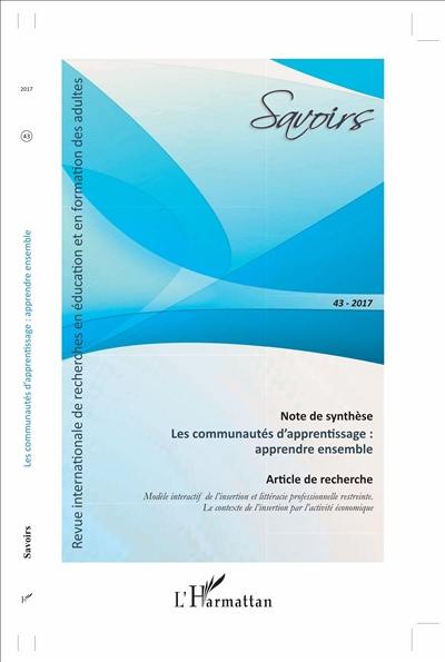 Savoirs, n° 43. Les communautés d'apprentissage : apprendre ensemble