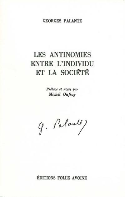 Les antinomies entre l'individu et la société