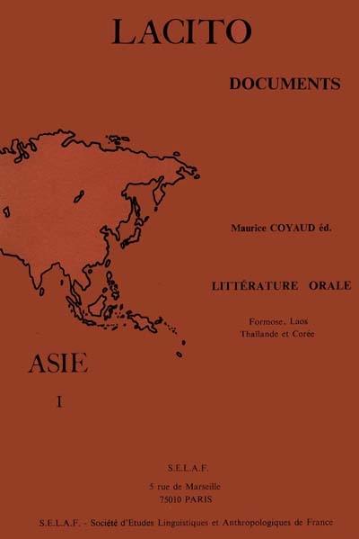 Littérature orale : Formose, Laos, Thaïlande, Corée