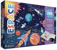 Espace : un puzzle qui brille dans le noir, un livre pour découvrir l'espace, un poster