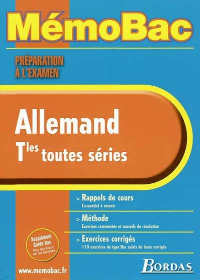 Allemand, terminales toutes séries : rappels de cours, méthode, sujets traités