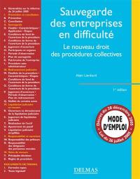 Sauvegarde des entreprises en difficulté : le nouveau droit des procédures collectives